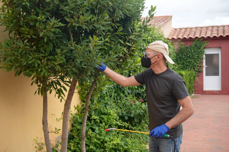Professional pest control technician applying preventative treatment